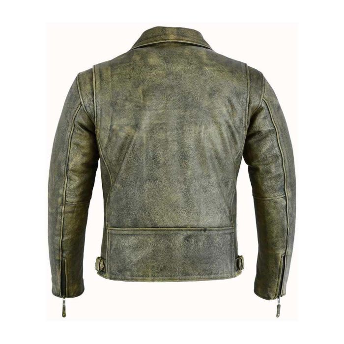 2024春大特価セール！ Genuine Jacket Motorcycle Leather Mens Apparel Cowhide Medium) (Distressed, Jacket  Lining Out Zip ジャケット・アウター